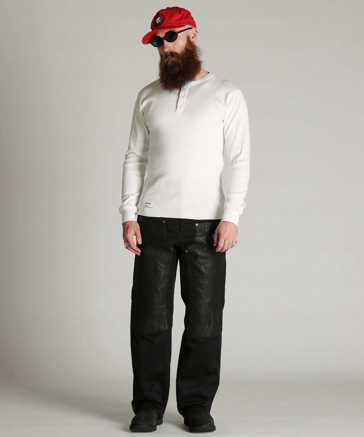 ARMY RIB HENLEY LS T-SHIRT/陸軍羅紋亨利領長袖T恤