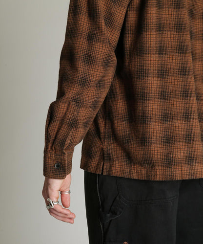 PRINT OMBRE CHECK FLANNEL SHIRT 印花漸變格紋法蘭絨襯衫
