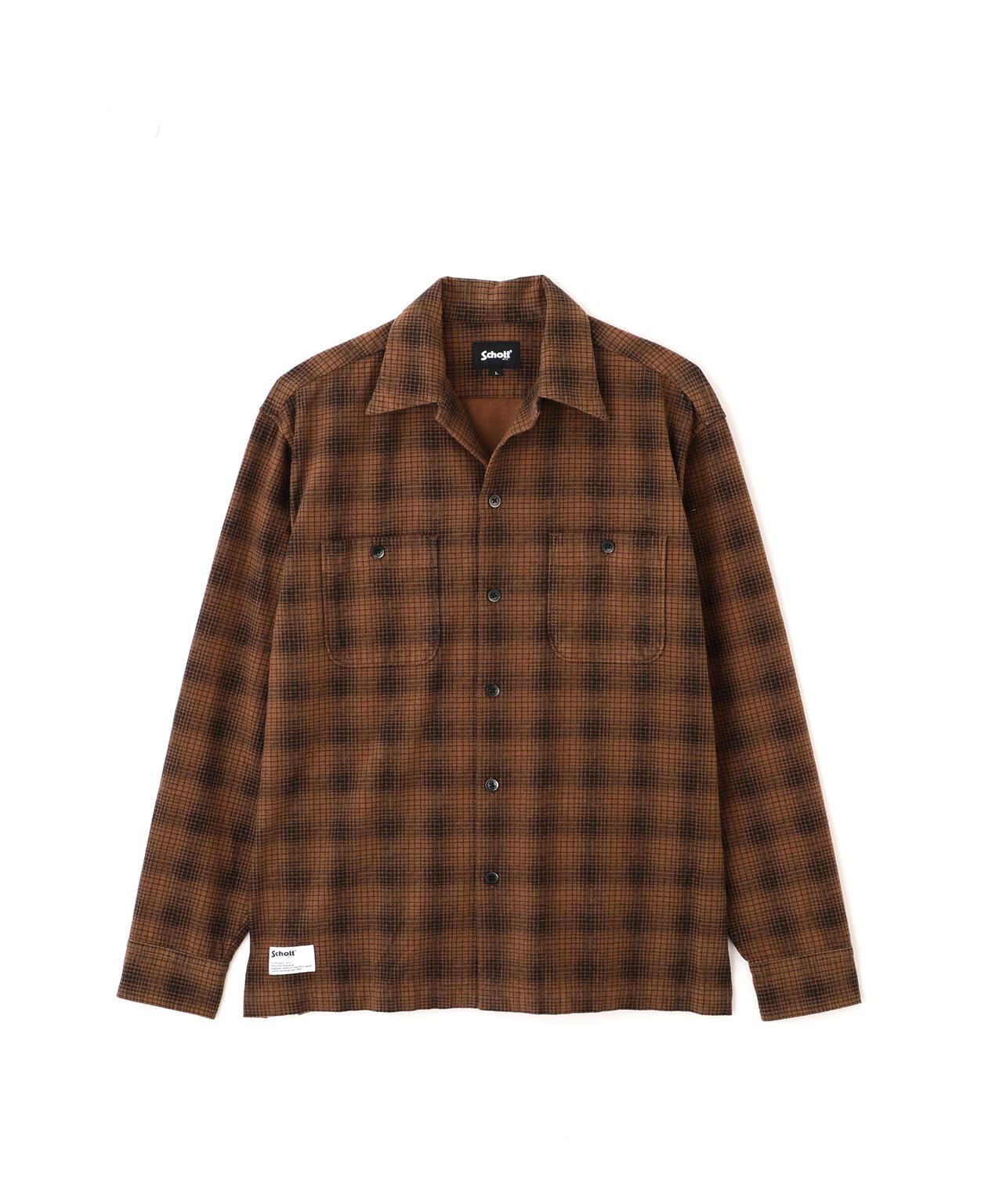 PRINT OMBRE CHECK FLANNEL SHIRT 印花漸變格紋法蘭絨襯衫