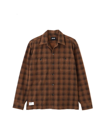 PRINT OMBRE CHECK FLANNEL SHIRT 印花漸變格紋法蘭絨襯衫