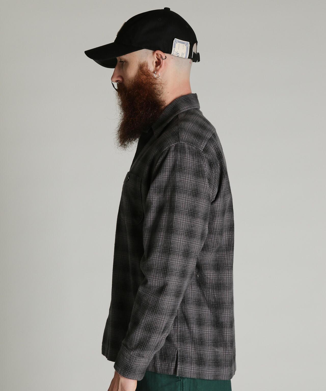 PRINT OMBRE CHECK FLANNEL SHIRT 印花漸變格紋法蘭絨襯衫