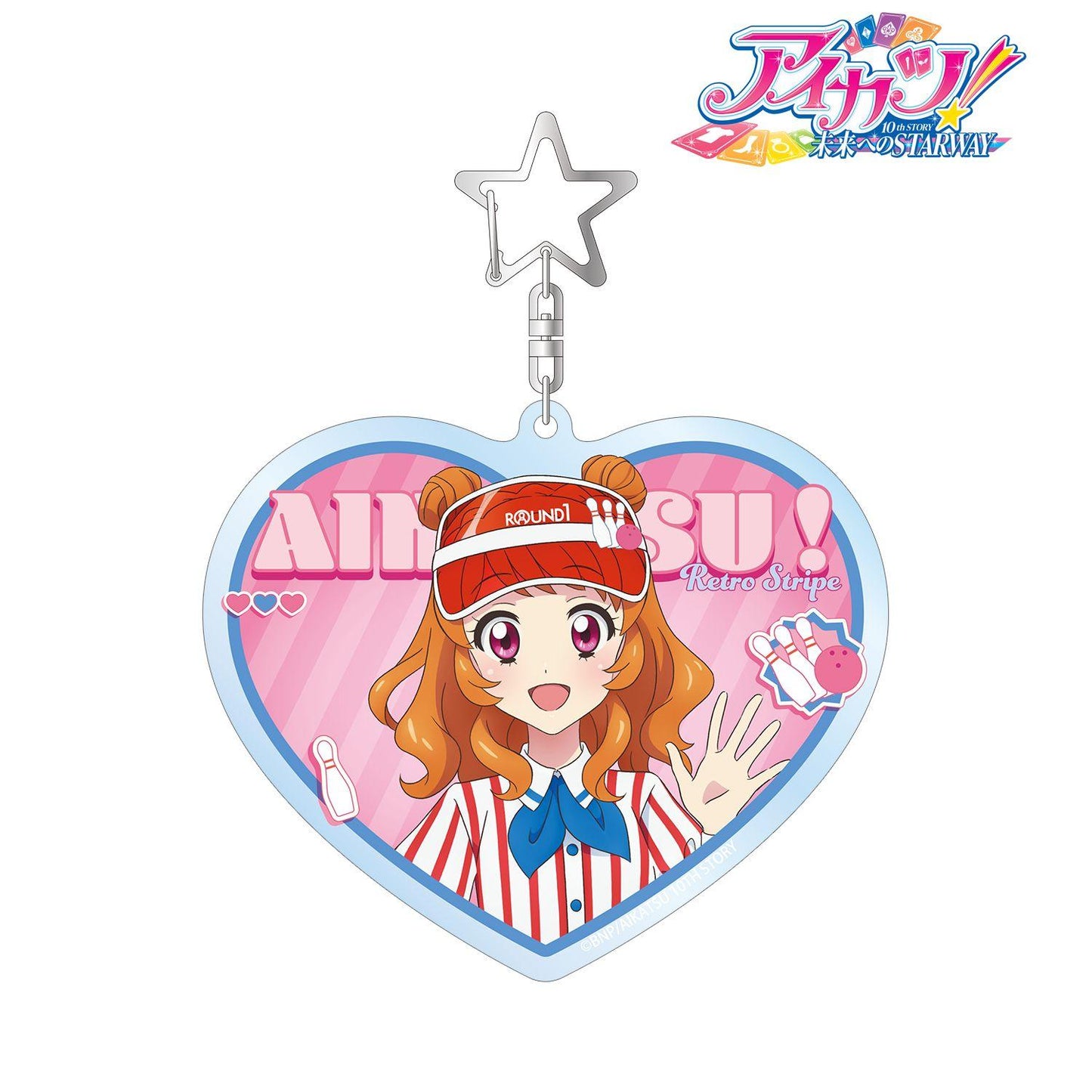 アイカツ！ 10th STORY ～未來へのSTARWAY～（偶像活動！ 10th STORY ～通往未來的STARWAY～） 描き下ろし 大空あかり 復古條紋ver. BIG亞克力鑰匙扣
