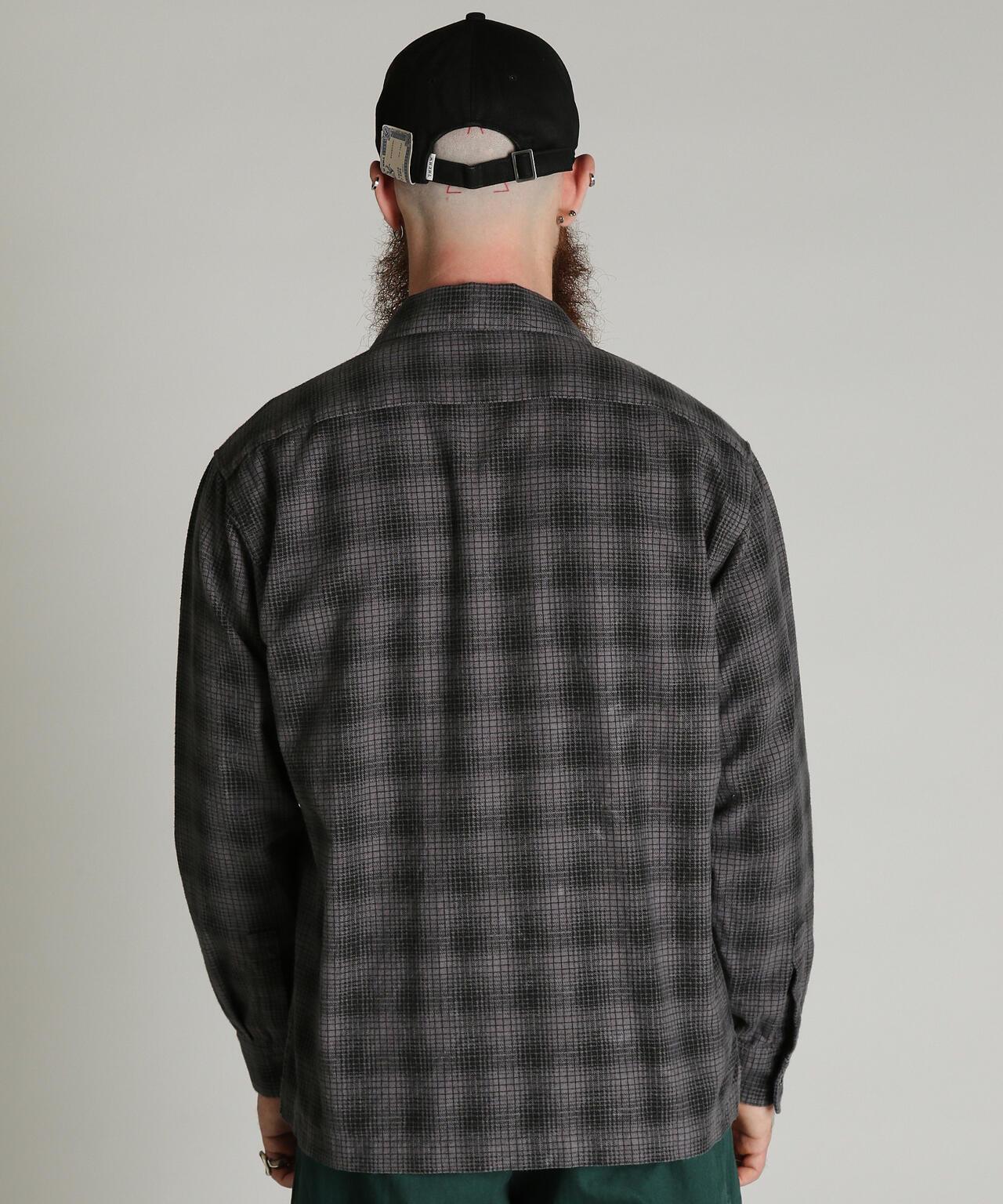 PRINT OMBRE CHECK FLANNEL SHIRT 印花漸變格紋法蘭絨襯衫