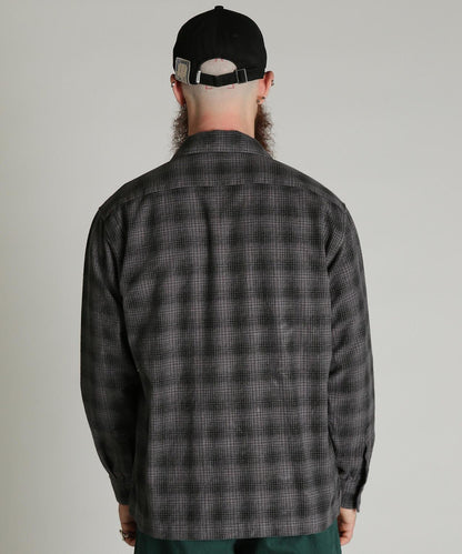 PRINT OMBRE CHECK FLANNEL SHIRT 印花漸變格紋法蘭絨襯衫