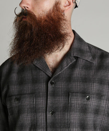PRINT OMBRE CHECK FLANNEL SHIRT 印花漸變格紋法蘭絨襯衫