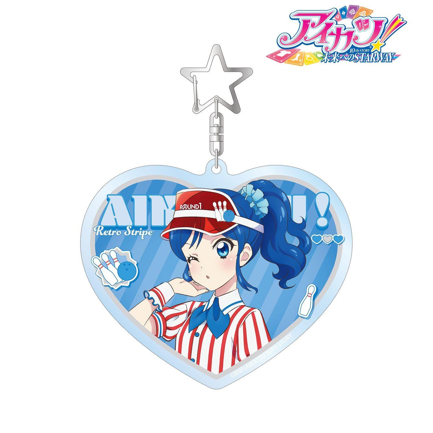アイカツ！ 10th STORY ～未來へのSTARWAY～（偶像活動！ 10th STORY ～通往未來的STARWAY～） 霧矢葵 復古條紋ver. BIG亞克力鑰匙扣
