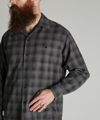PRINT OMBRE CHECK FLANNEL SHIRT 印花漸變格紋法蘭絨襯衫