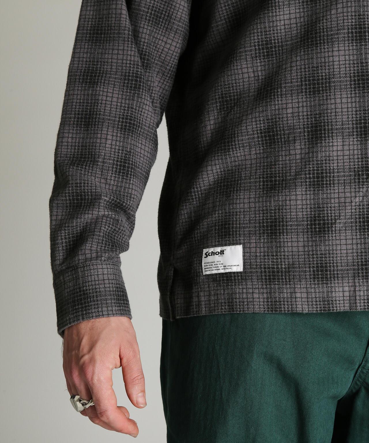 PRINT OMBRE CHECK FLANNEL SHIRT 印花漸變格紋法蘭絨襯衫