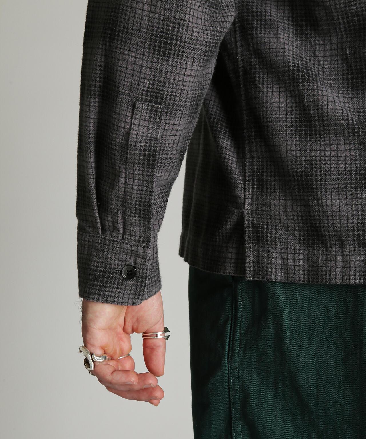 PRINT OMBRE CHECK FLANNEL SHIRT 印花漸變格紋法蘭絨襯衫
