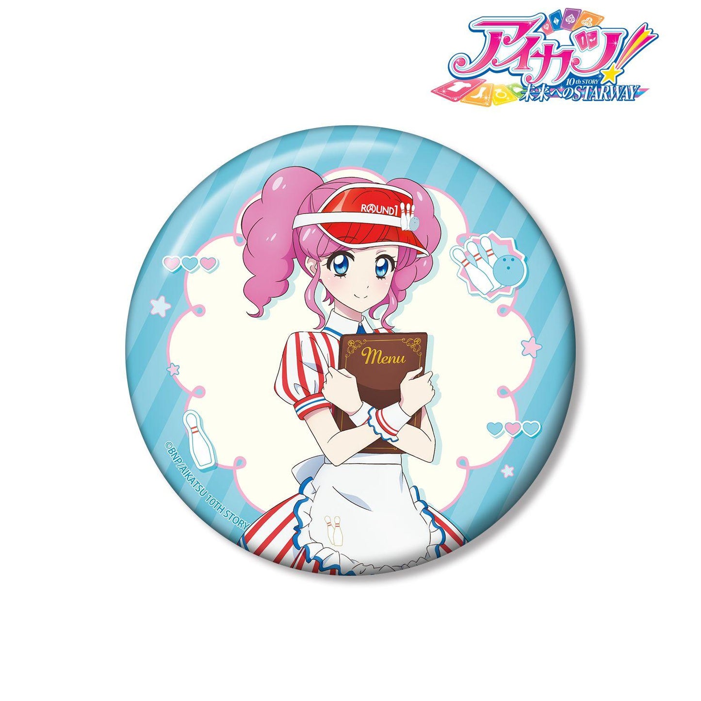 アイカツ！ 10th STORY ～未來へのSTARWAY～（偶像活動！ 10th STORY ～通往未來的STARWAY～） 天羽まどか 復古條紋ver. 100mm徽章