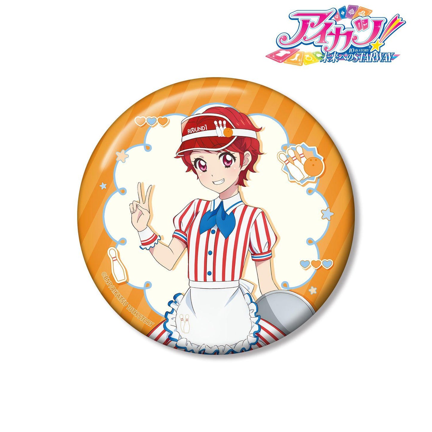 アイカツ！ 10th STORY ～未來へのSTARWAY～（偶像活動！ 10th STORY ～通往未來的STARWAY～） 一ノ瀬かえで 復古條紋ver. 100mm徽章