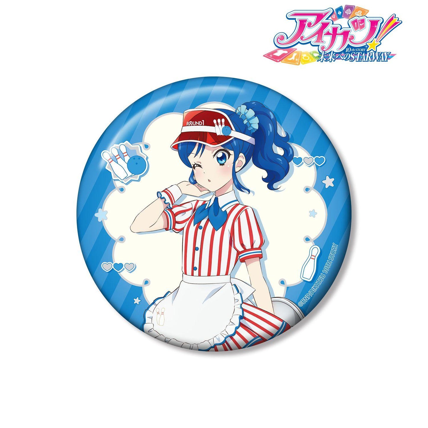 アイカツ！ 10th STORY ～未來へのSTARWAY～（偶像活動！ 10th STORY ～通往未來的STARWAY～） 霧矢葵 復古條紋ver. 100mm徽章