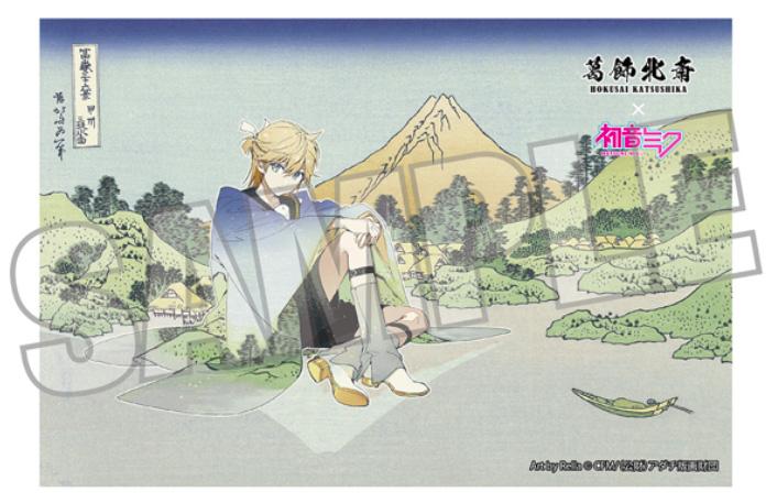 葛飾北斎×《初音未來》 Rella 明信片 鏡音レン 甲州三坂水面