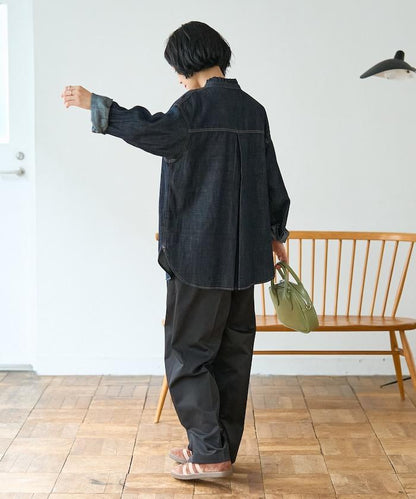 聯名 荷葉邊領 牛仔襯衫