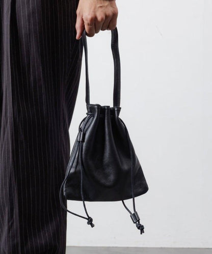 Drawstring Leather Handbag 牛革 單肩水桶包