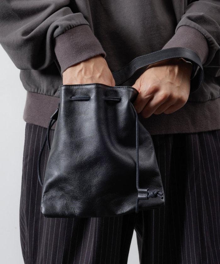 Drawstring Leather Handbag 牛革 單肩水桶包