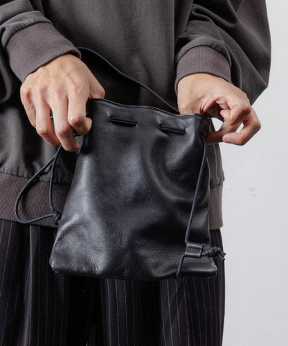 Drawstring Leather Handbag 牛革 單肩水桶包