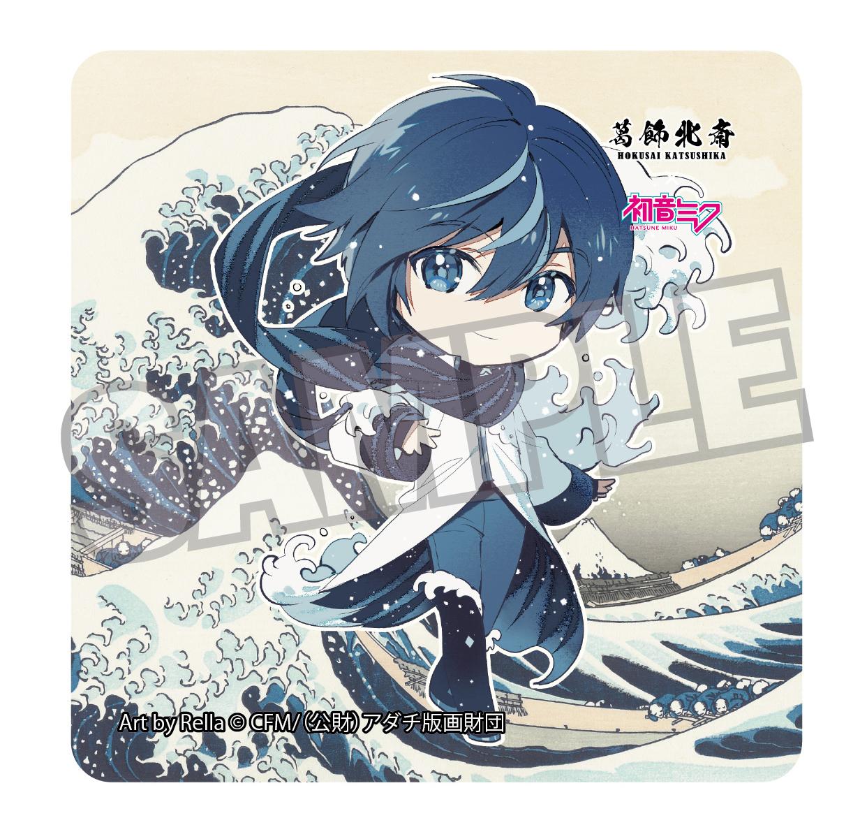 葛飾北斎×《初音未來》 Rella 貼紙 KAITO 迷你角色 神奈川衝浪裡