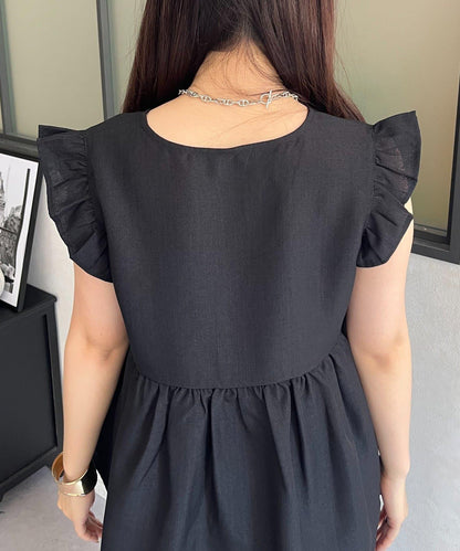 V領荷葉邊收腰套裝
