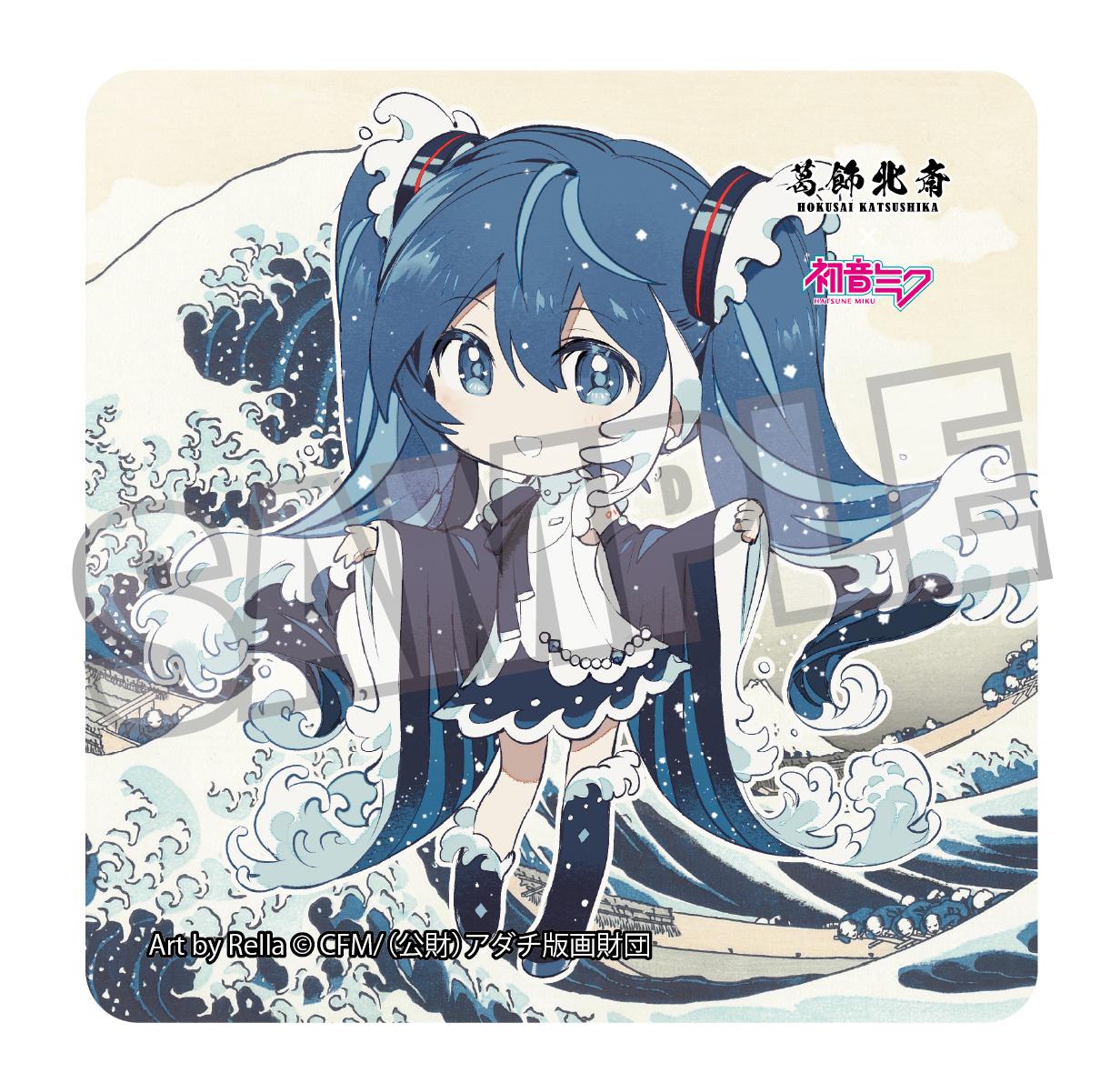 葛飾北斎×《初音未來》 Rella 貼紙 《初音未來》 迷你角色 神奈川衝浪裡
