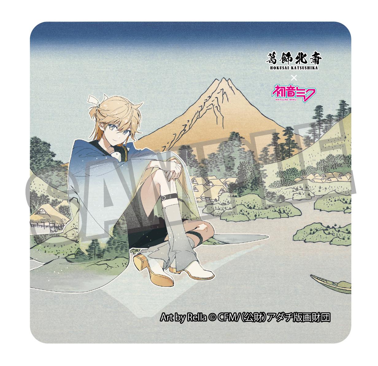 葛飾北斎×《初音未來》 Rella 鏡音レン 貼紙 甲州三坂水面
