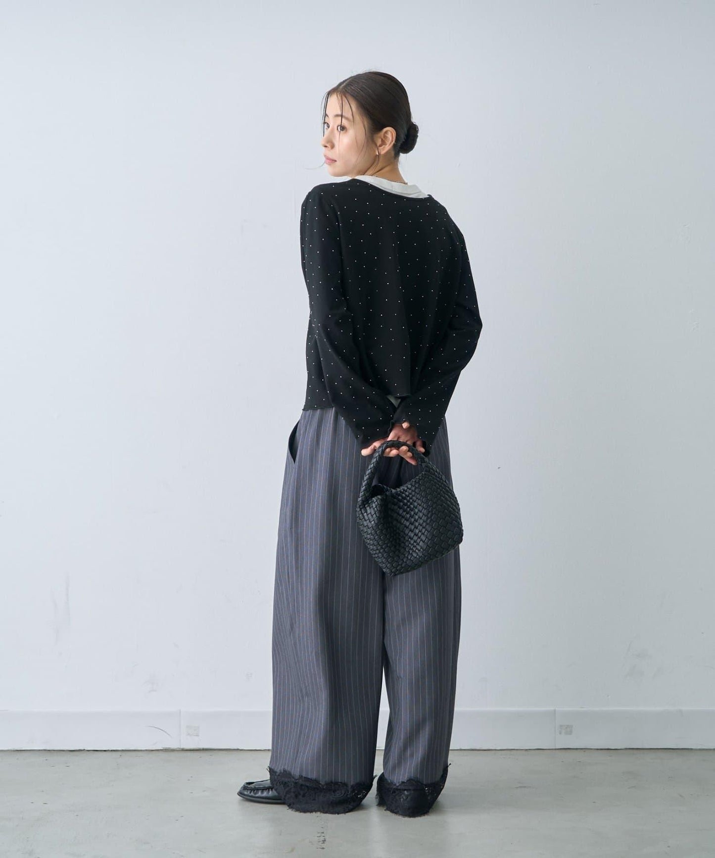 條紋蕾絲長褲