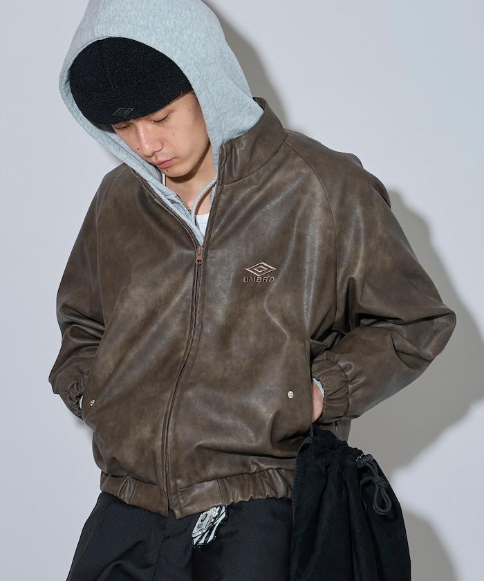 umbro × FREAK'S STORE 聯名款 做舊感 皮革 立領 夾克