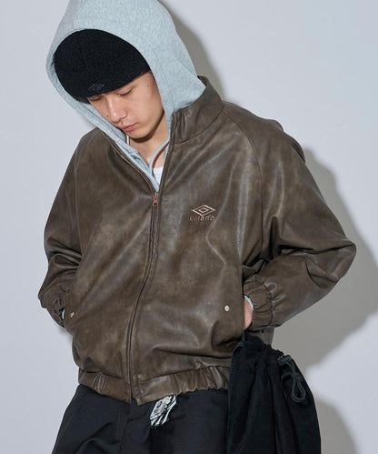 umbro × FREAK'S STORE 聯名款 做舊感 皮革 立領 夾克