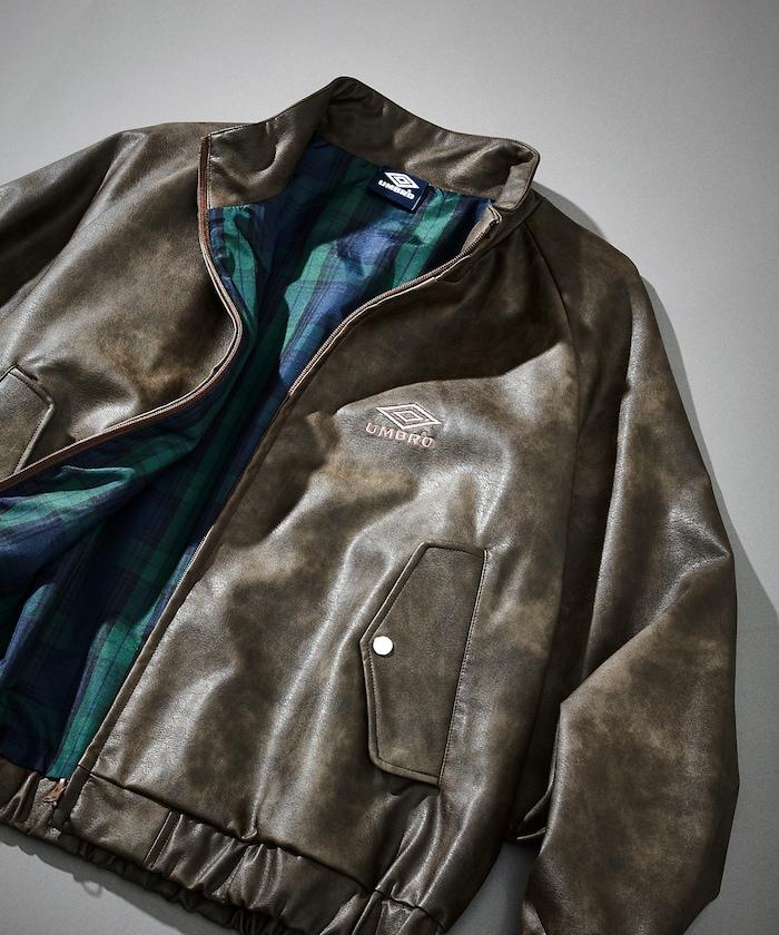 umbro × FREAK'S STORE 聯名款 做舊感 皮革 立領 夾克