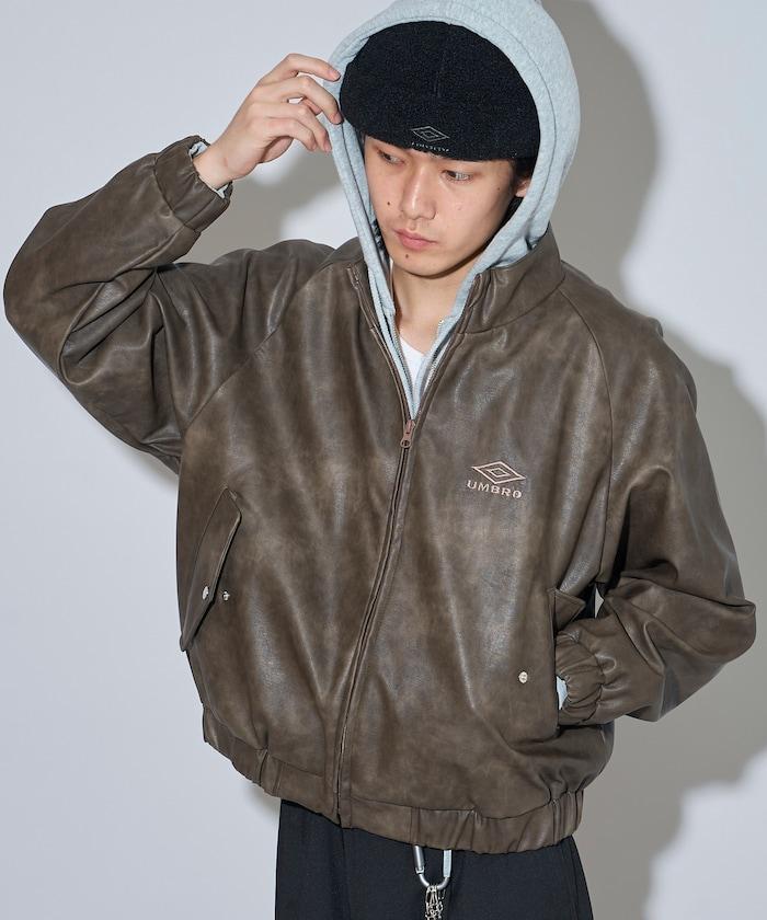 umbro × FREAK'S STORE 聯名款 做舊感 皮革 立領 夾克