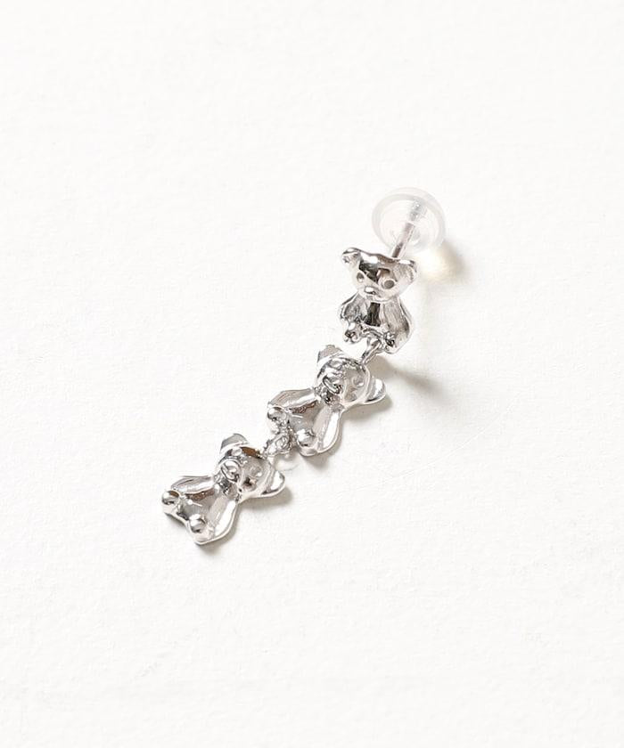 SILVER925 BEAR 3連耳釘 /單隻