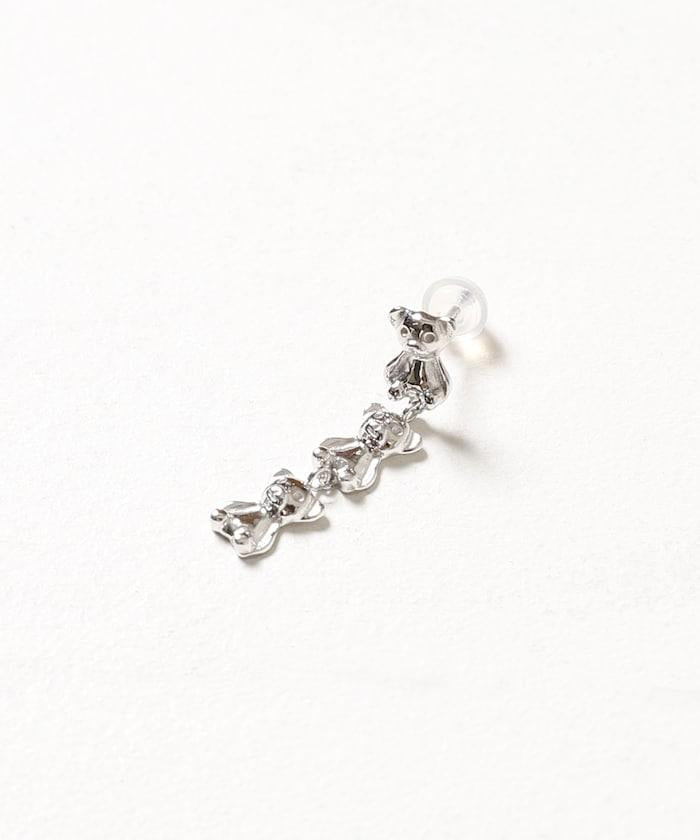 SILVER925 BEAR 3連耳釘 /單隻