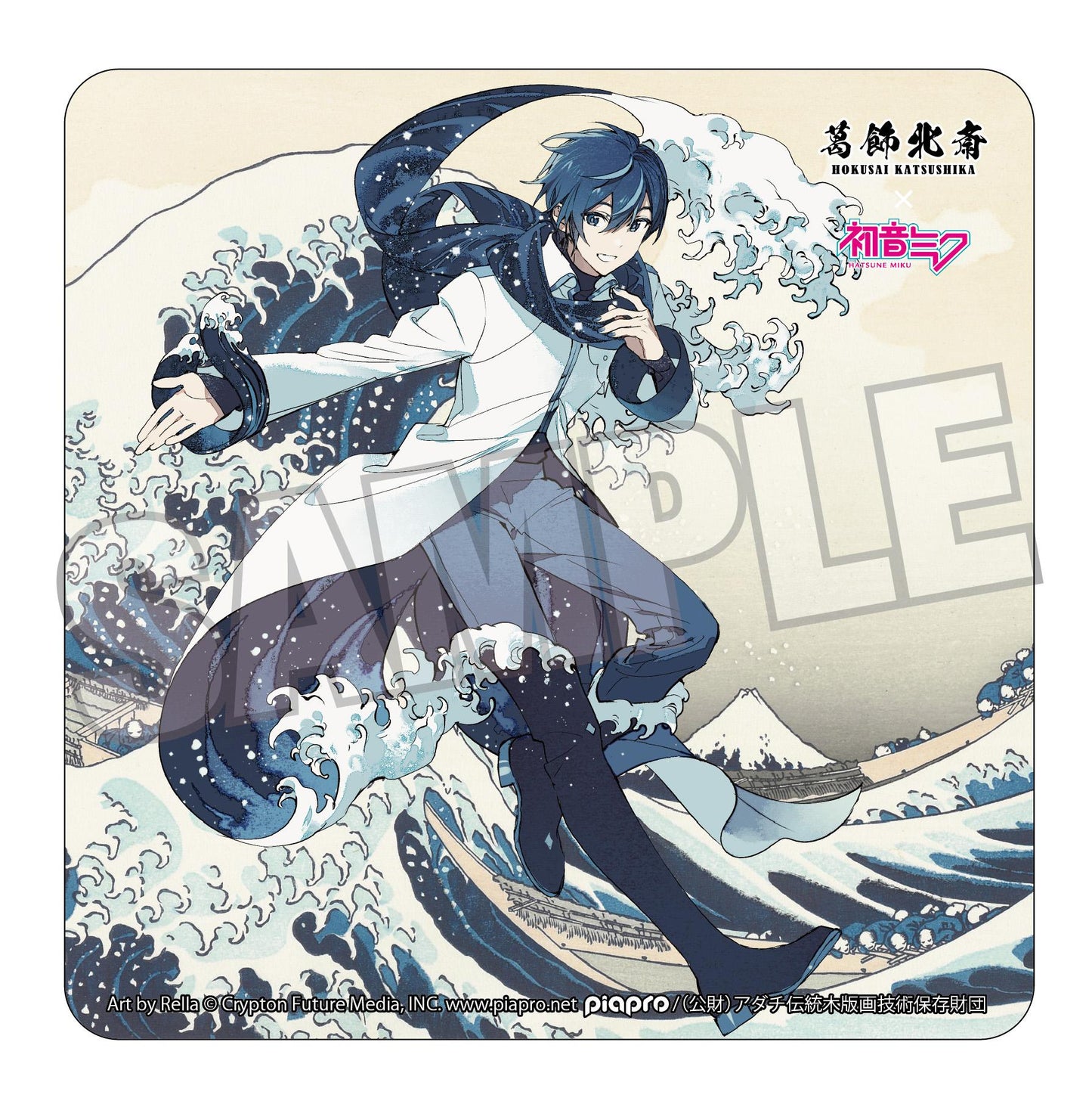 葛飾北斎×《初音未來》 Rella KAITO 神奈川沖浪裡 汽車磁吸貼