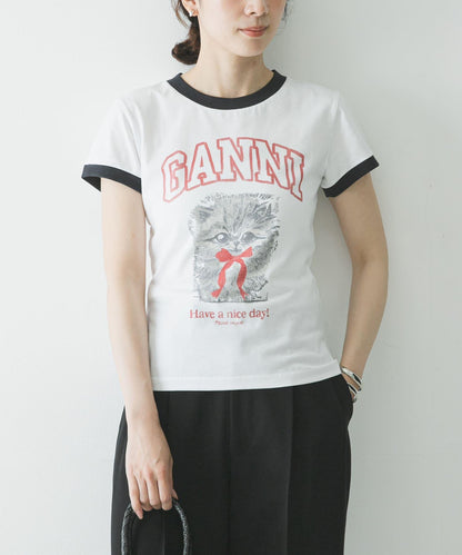 GANNI JERSEY MARGOT KITTY PRINT 上衣