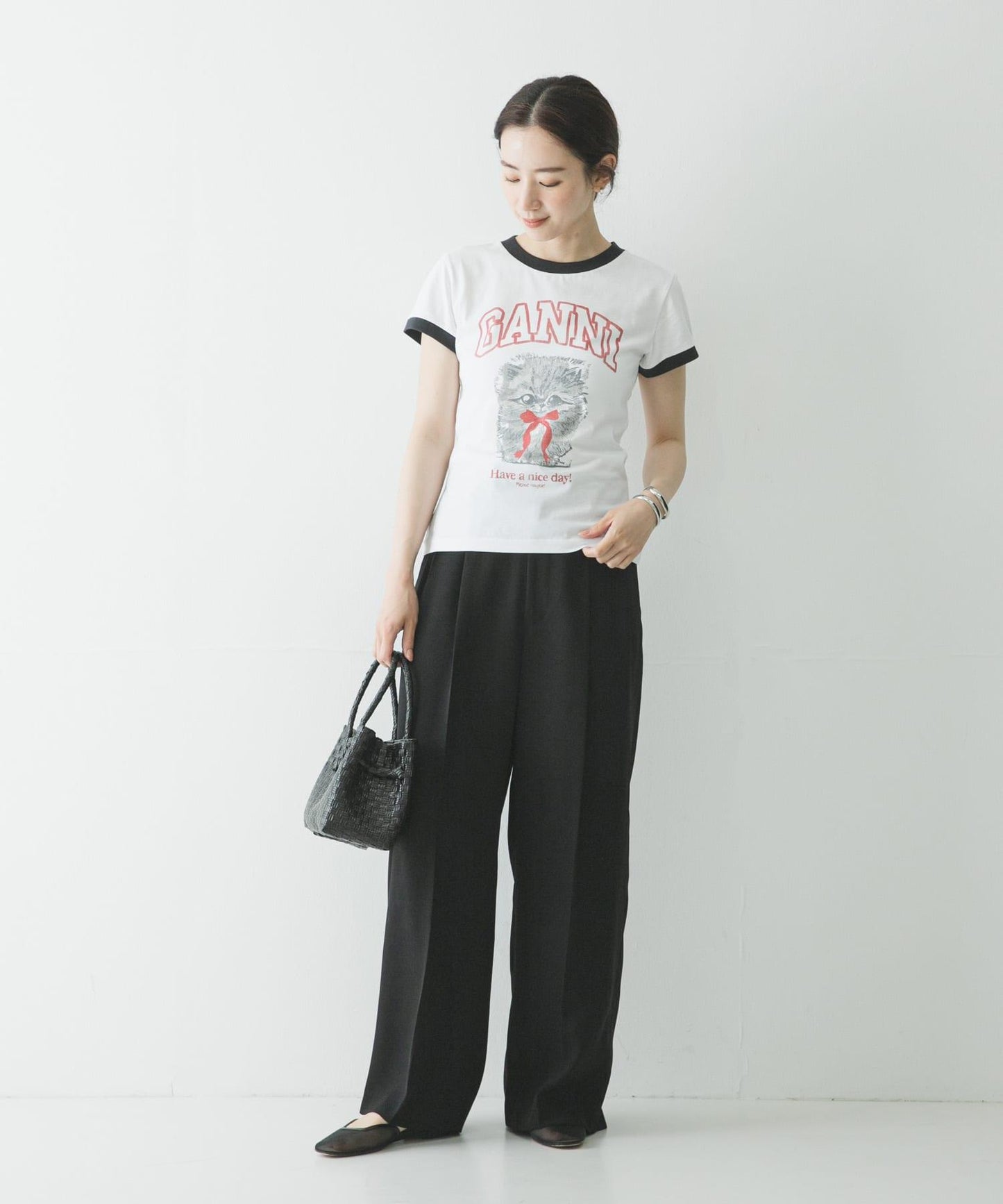 GANNI JERSEY MARGOT KITTY PRINT 上衣