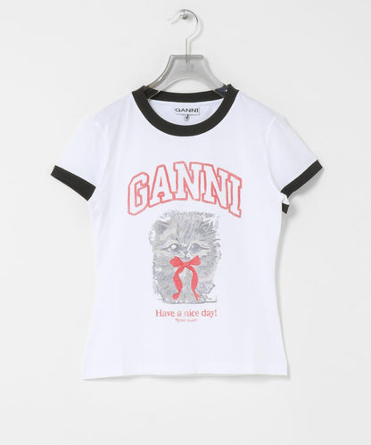 GANNI JERSEY MARGOT KITTY PRINT 上衣