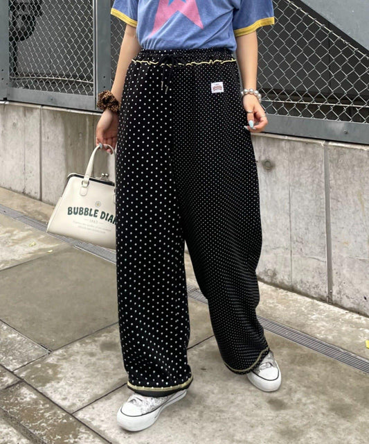 HELLO.SANFRANCISCO 不對稱波點圖案衛衣闊腿褲
