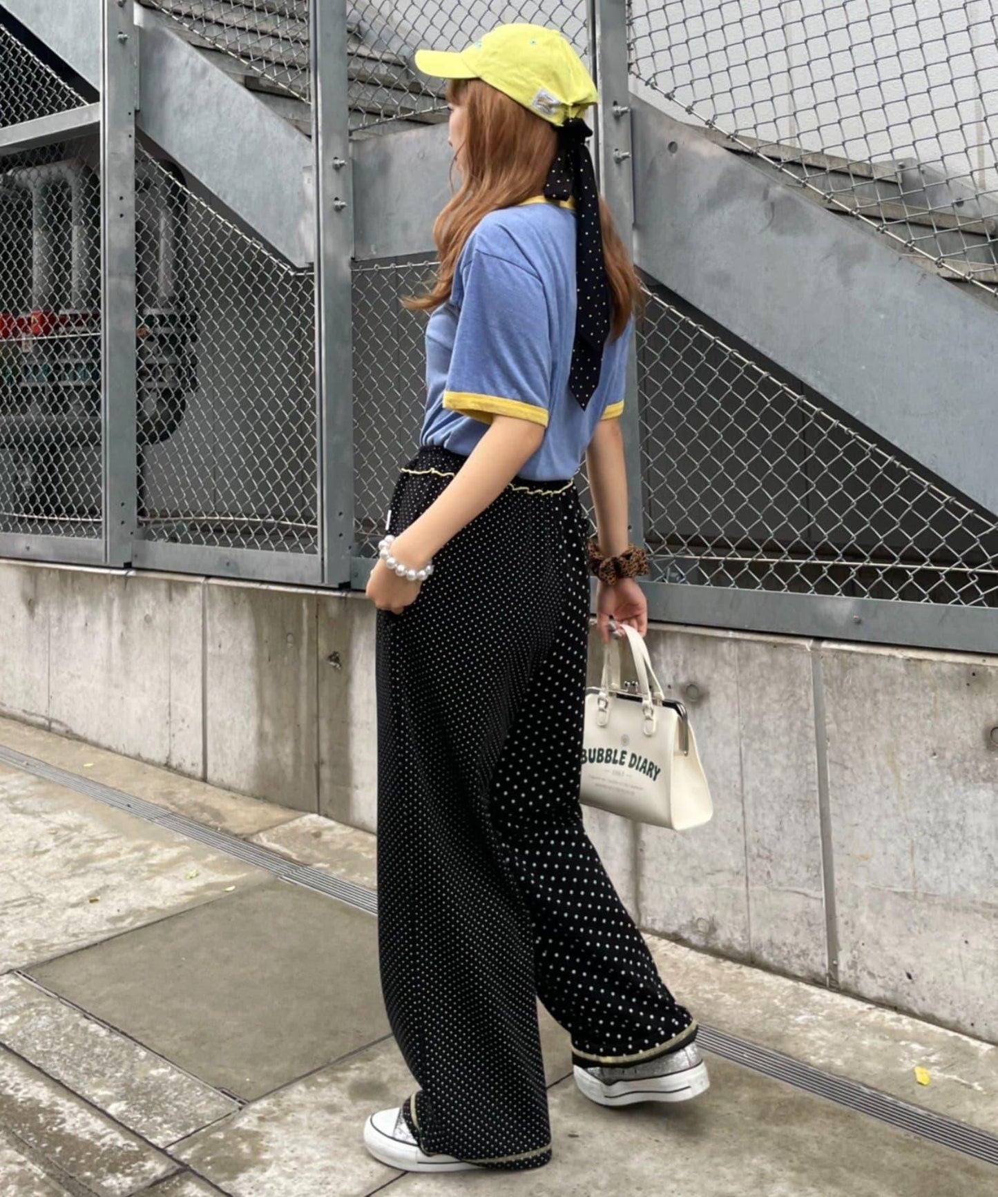 HELLO.SANFRANCISCO 不對稱波點圖案衛衣闊腿褲