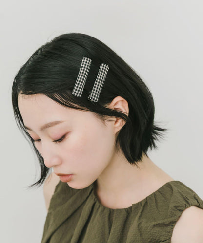 格紋2件套髮夾