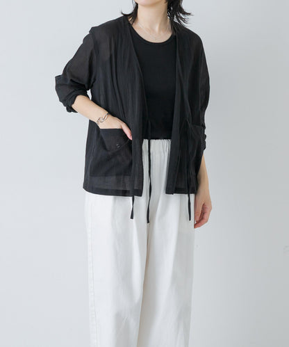 透膚收腰開衫襯衫