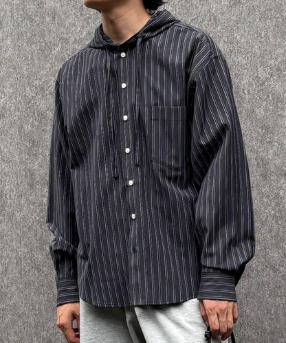 條紋連帽襯衫