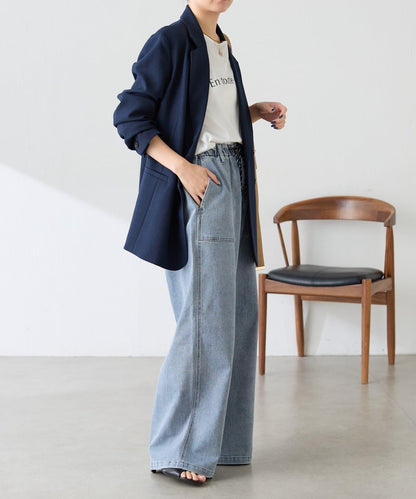 Q.anos/キュアノス 寬鬆彈力牛仔褲