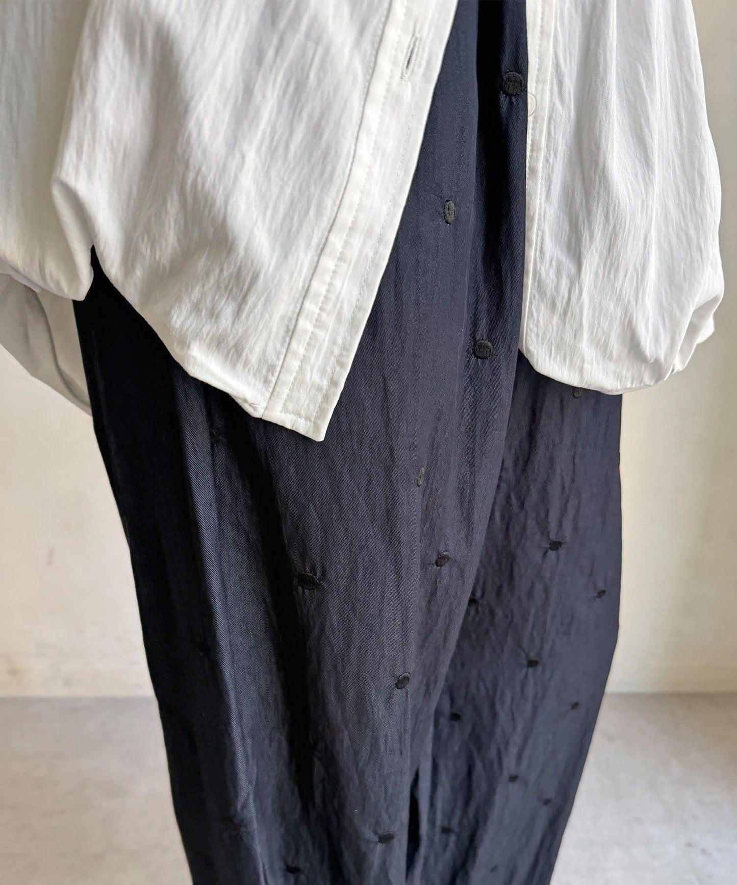 波點刺繡 鬆緊腰褲
