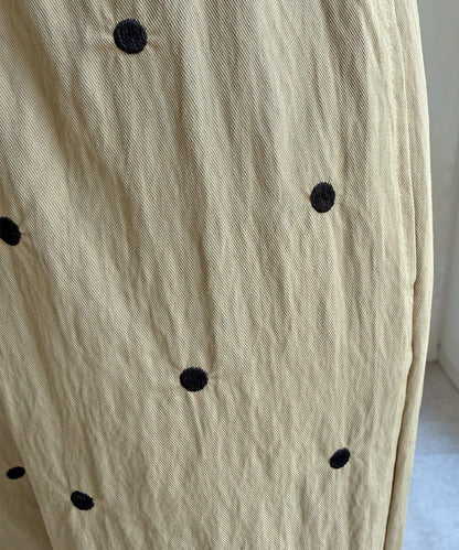 波點刺繡 鬆緊腰褲