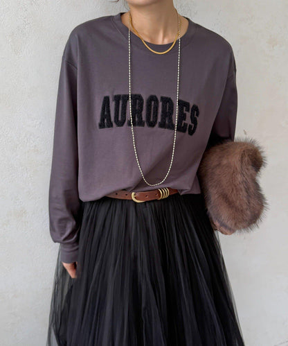 AURORES 薩加拉刺繡Logo長袖T恤