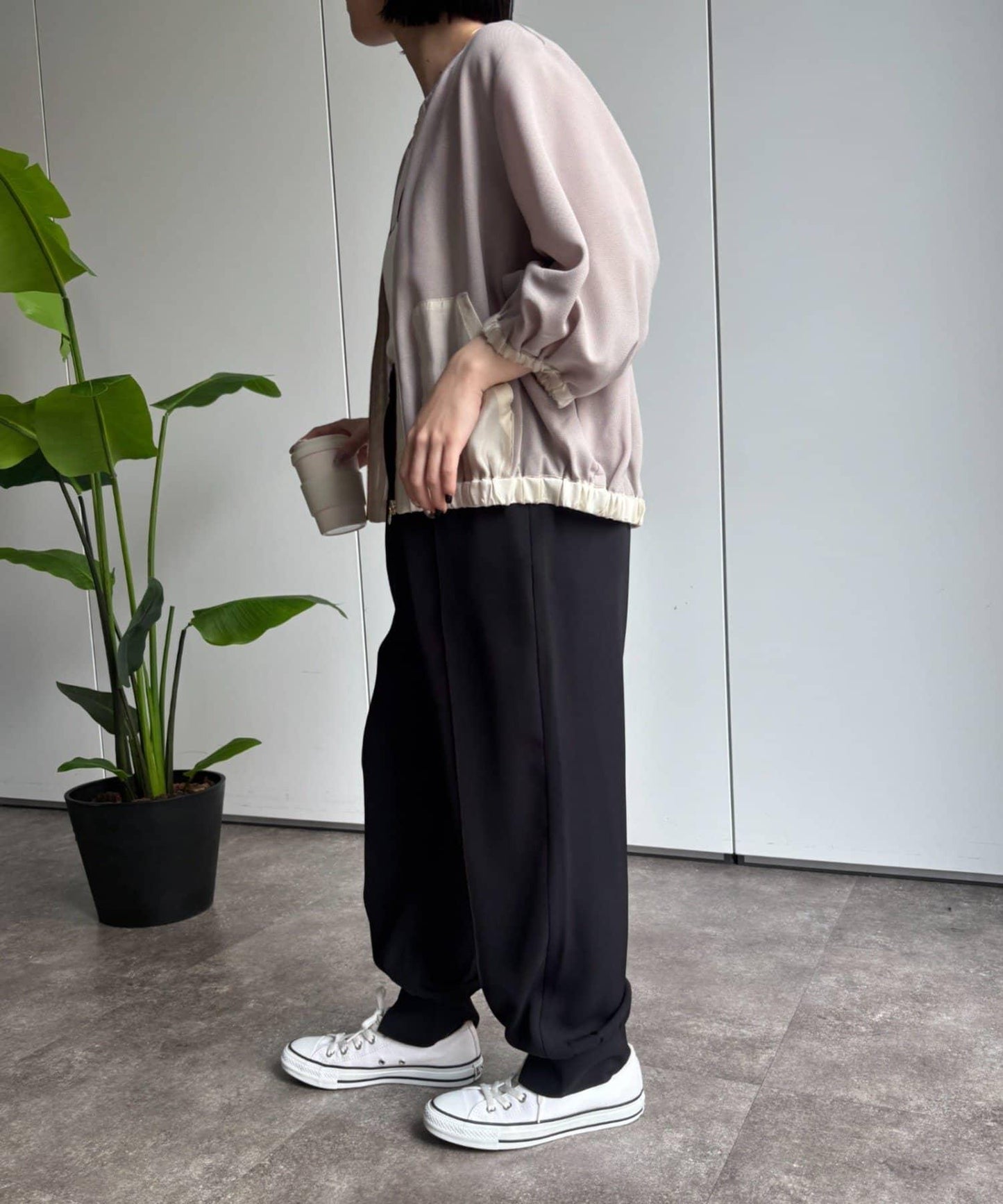 異材質網眼夾克