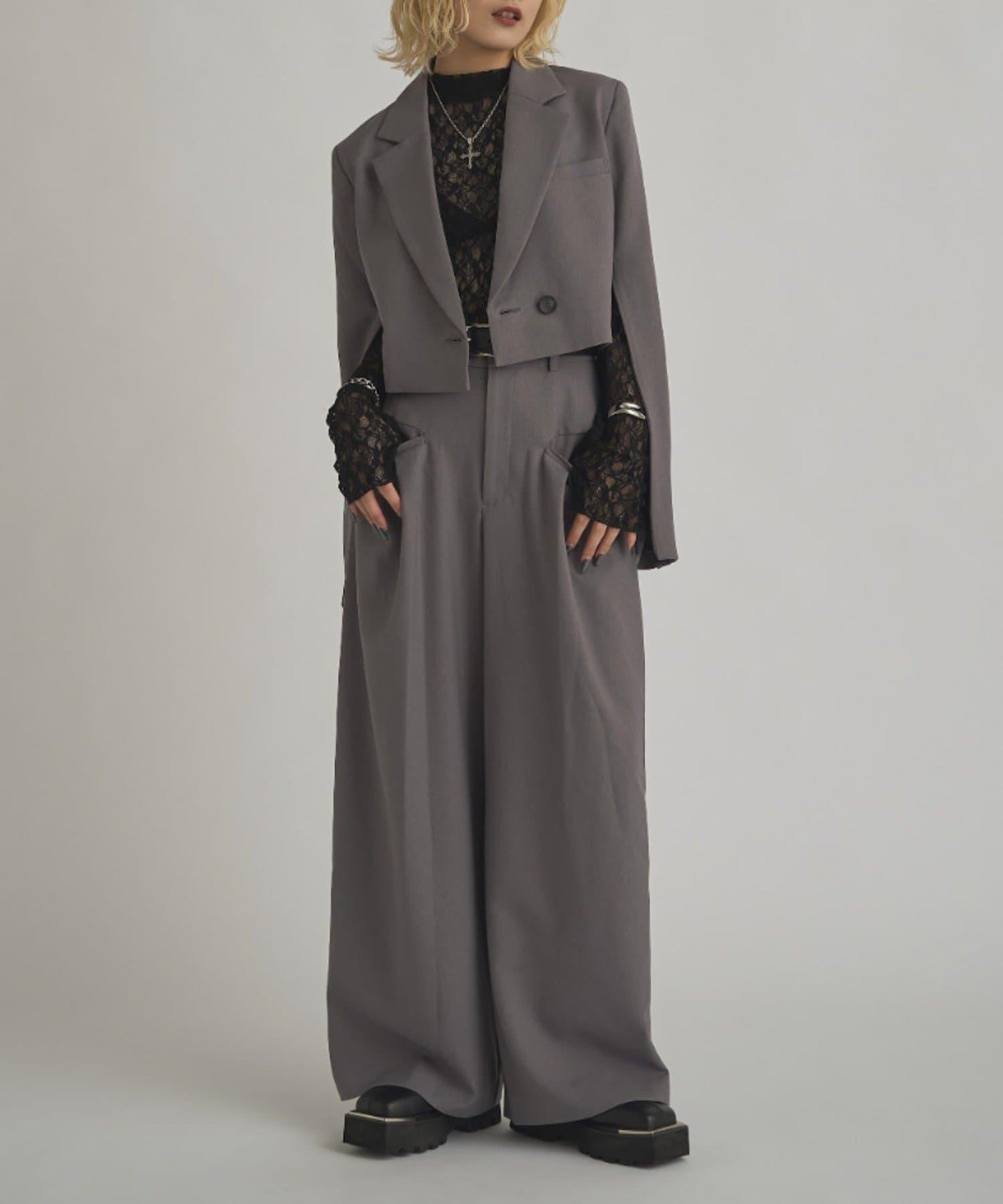 【mi-企畫】前口袋褶襉闊腿褲 / 可配套