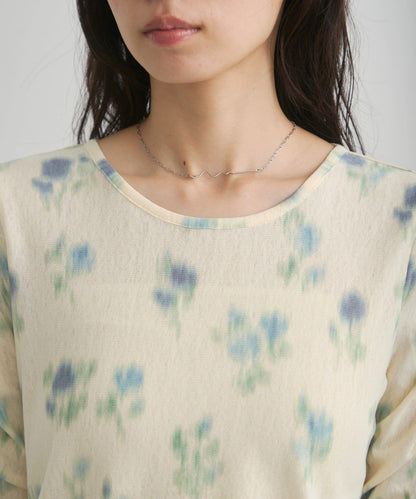 花朵印花純色 ニュアンスブルーム 上衣