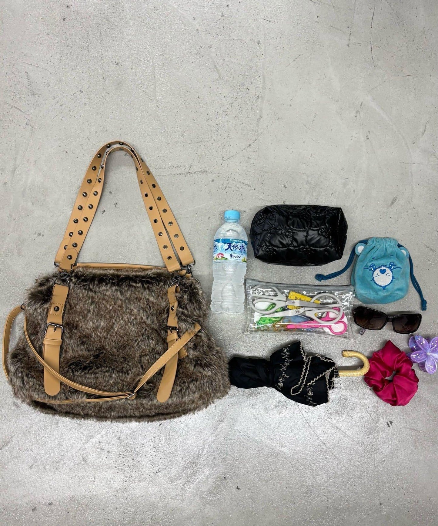 仿皮草單肩包