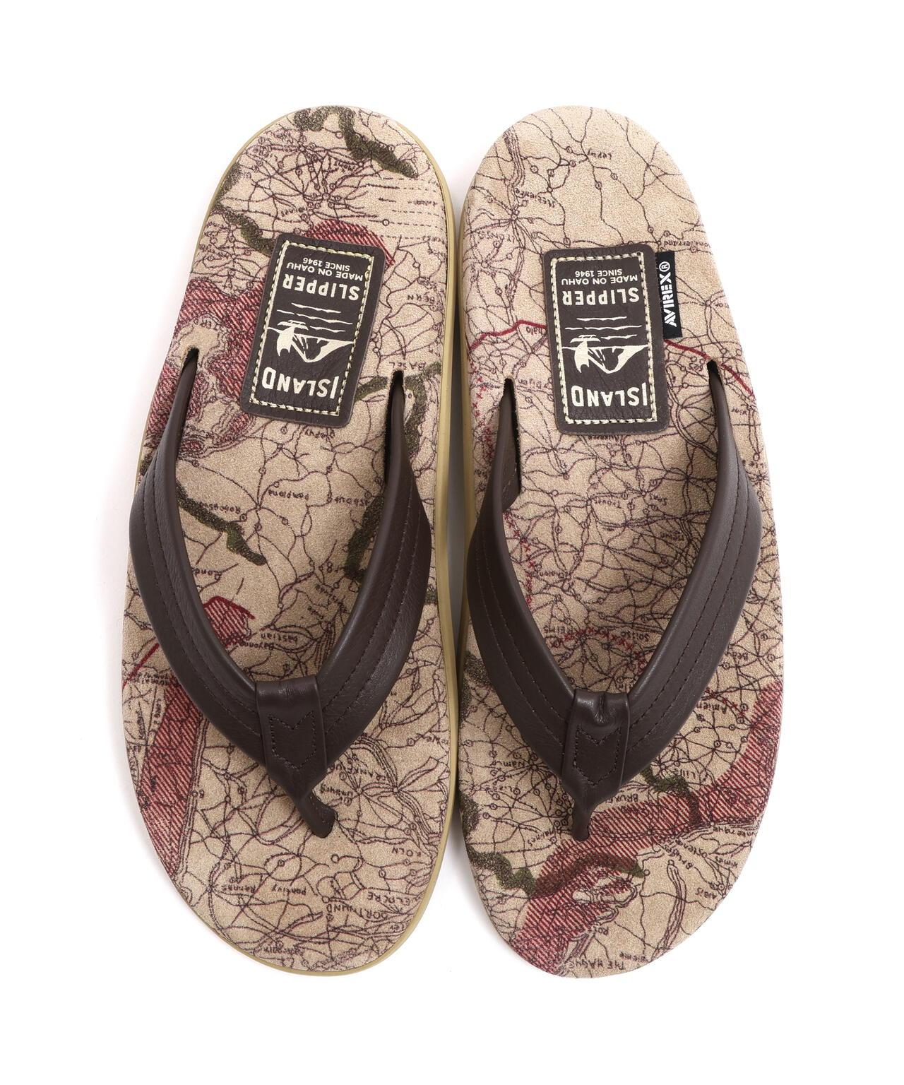 AVIREX×ISLAND SLIPPER MAP PATTERN TONG SANDAL